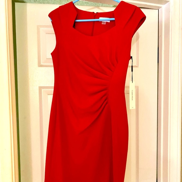 Calvin Klein Dresses & Skirts - NWT Calvin Klein Fitted Bright Red Cocktail Dress